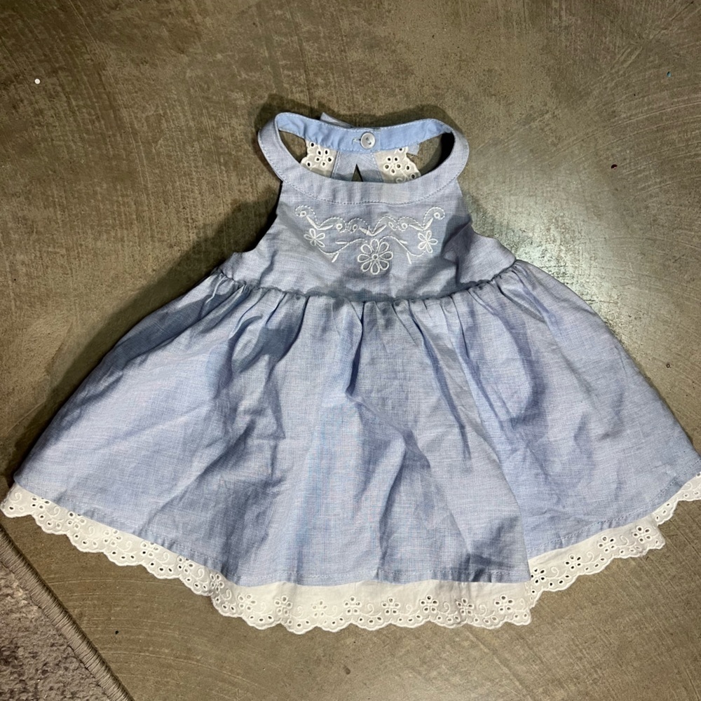 DYLAN & Abby Size 0-3 M Blue Dress with Embroidery